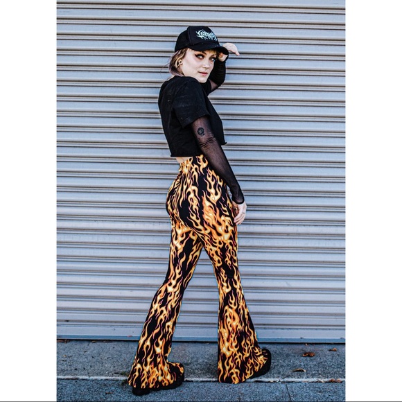 Smokin' Hot Fire & Flame Raceway Bell Bottoms - Picture 3 of 4